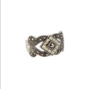 Marcasite & Sterling Silver Rhombus Ring